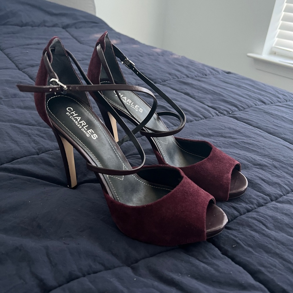 Maroon Suede Strappy Heels